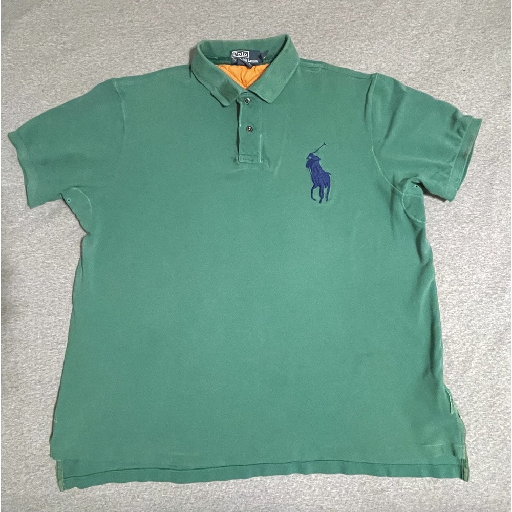 Vintage Polo Ralph Lauren Shirt Big Pony Custom Fit Rugby XXL 80's